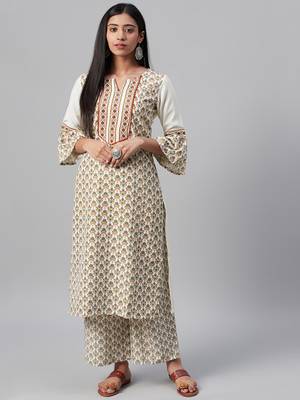 Off-white printed rayon kurtas-and-kurtis 1