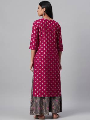 Pink printed art silk kurtas-and-kurtis 3
