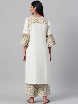 Off-white printed rayon kurtas-and-kurtis 3