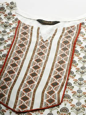 Off-white printed rayon kurtas-and-kurtis 4