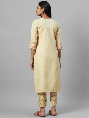 Cream printed art silk kurtas-and-kurtis 3