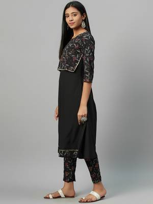 Black printed crepe kurtas-and-kurtis 2