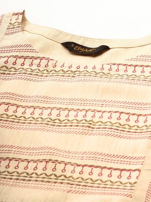 Cream printed art silk kurtas-and-kurtis 4