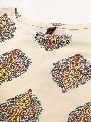 Cream printed art silk kurtas-and-kurtis 4