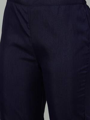 Navy-blue printed art silk kurtas-and-kurtis 5