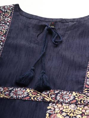 Navy-blue printed art silk kurtas-and-kurtis 4