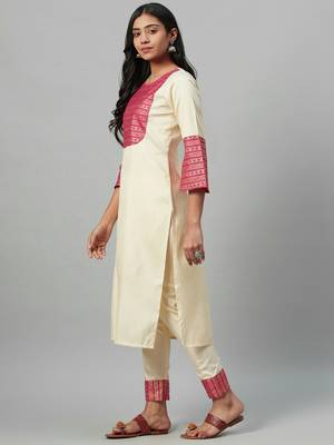 Cream printed art silk kurtas-and-kurtis 2