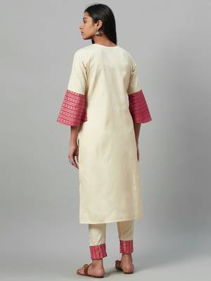 Cream printed art silk kurtas-and-kurtis 3