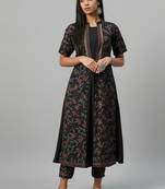 Black printed crepe kurtas-and-kurtis