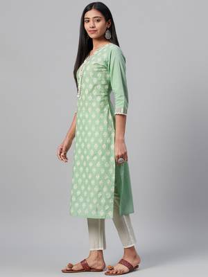 Green printed cotton kurtas-and-kurtis 2