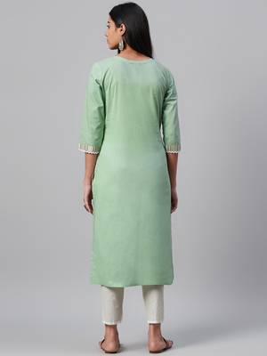 Green printed cotton kurtas-and-kurtis 3