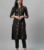 Black printed art silk kurtas-and-kurtis