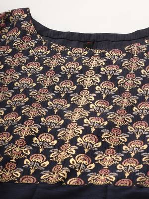 Navy-blue printed art silk kurtas-and-kurtis 4