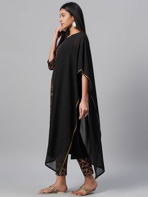 Black printed georgette kurtas-and-kurtis 2