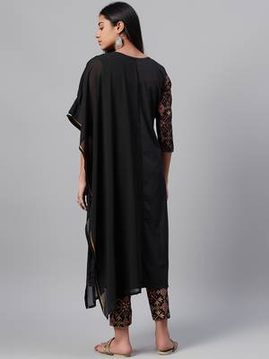 Black printed georgette kurtas-and-kurtis 3