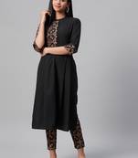 Black printed crepe kurtas-and-kurtis