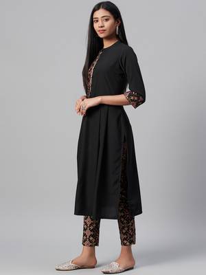 Black printed crepe kurtas-and-kurtis 2