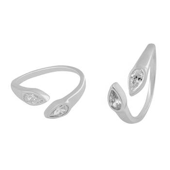 Top Openable Zircon Silver Toe Ring-TR104 1
