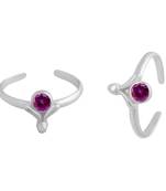 Pink Stone Sterling Silver Toe Ring-TR131