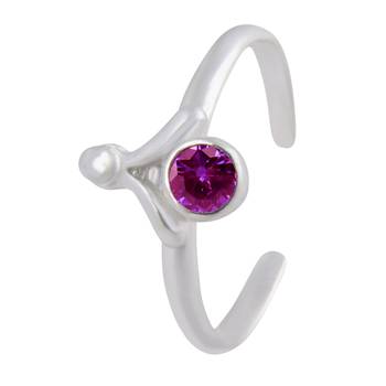 Pink Stone Sterling Silver Toe Ring-TR131 3
