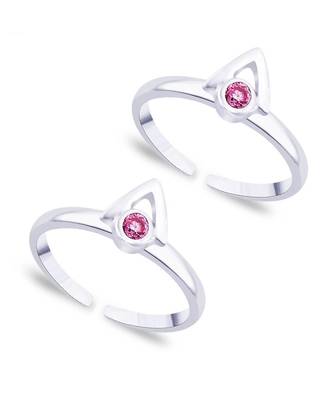 Pink Zircon Silver Toe Ring-TR135 1
