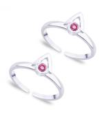 Pink Zircon Silver Toe Ring-TR135