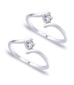Round White CZ Silver Toe Ring-TR152