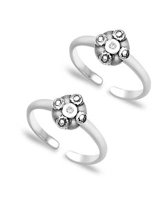Zircon Finish Silver Toe Rings- TR166 1