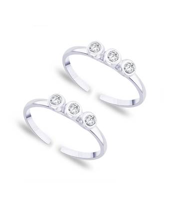 Shiny White Zircon Silver Toe Ring-TR177 1