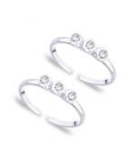 Shiny White Zircon Silver Toe Ring-TR177