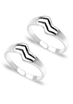 Stripes Silver Toe Rings- TR216 1