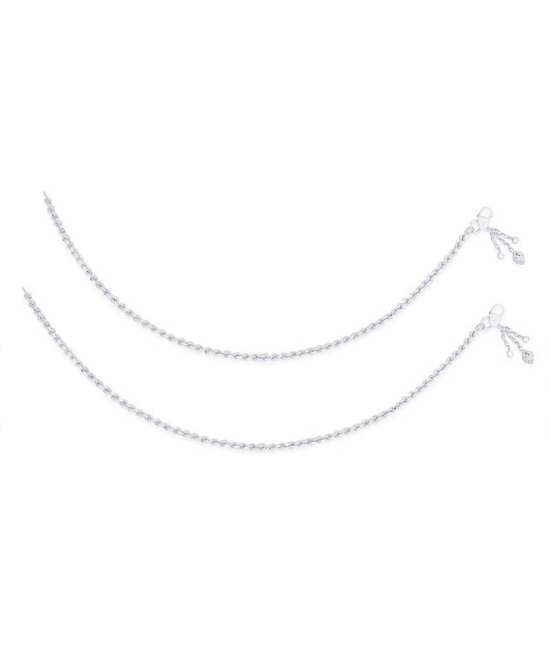 Rope Chain Silver Anklets-ANK071