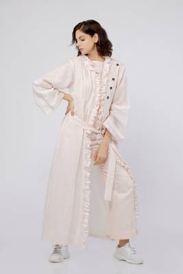Xenia Ruffled Front Long Jacket 1