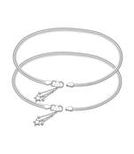 Elegant Plain Silver Anklets With Charms-ANK075