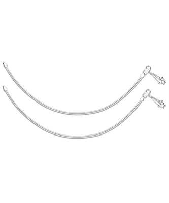Elegant Plain Silver Anklets With Charms-ANK075 3