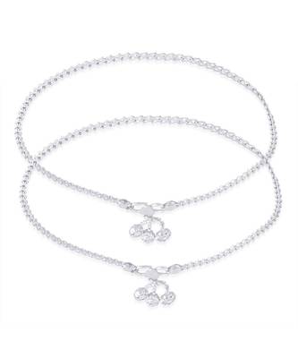 Gleaming Chain Silver Anklets-ANK079 1