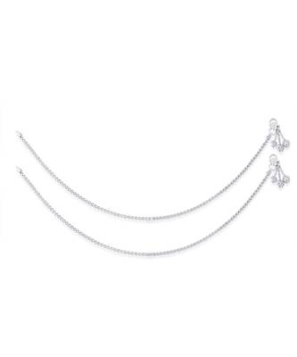 Gleaming Chain Silver Anklets-ANK079 3