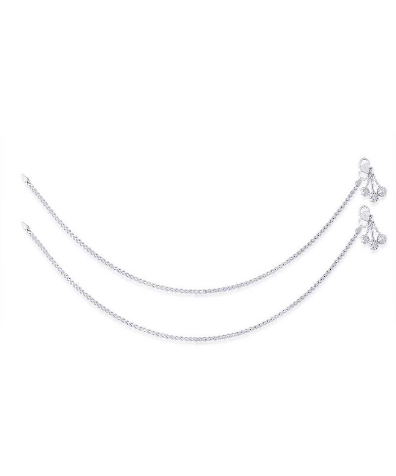 Gleaming Chain Silver Anklets-ANK079