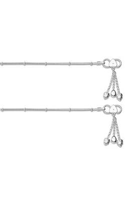 Plain Chain Leaf Charm Sterling Silver Anklets-ANK081 1
