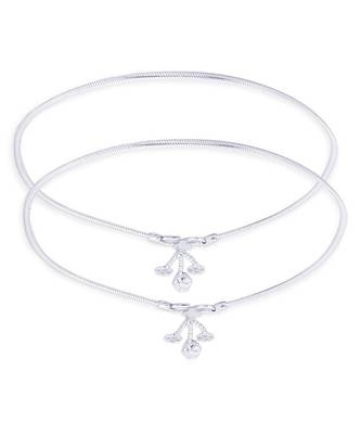 Floral Charm Silver Anklets-ANK082 3