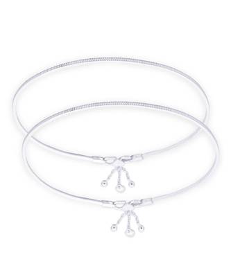 Dazzling Heart Charm Silver Anklets-ANK084 1