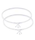 Dazzling Heart Charm Silver Anklets-ANK084