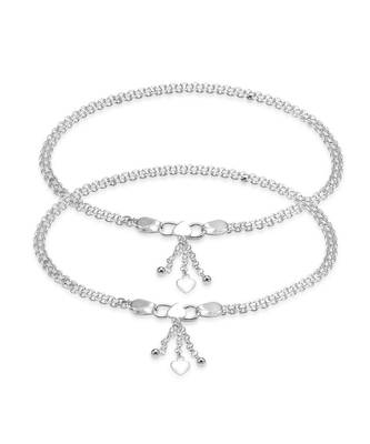 Silver Ethnic Heart Charm Anklet-ANK087 1