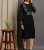Janasya Women's Black Woolen Kurta