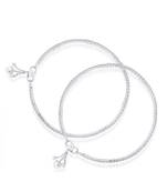 Fine Single Line Silver Anklets-ANK088