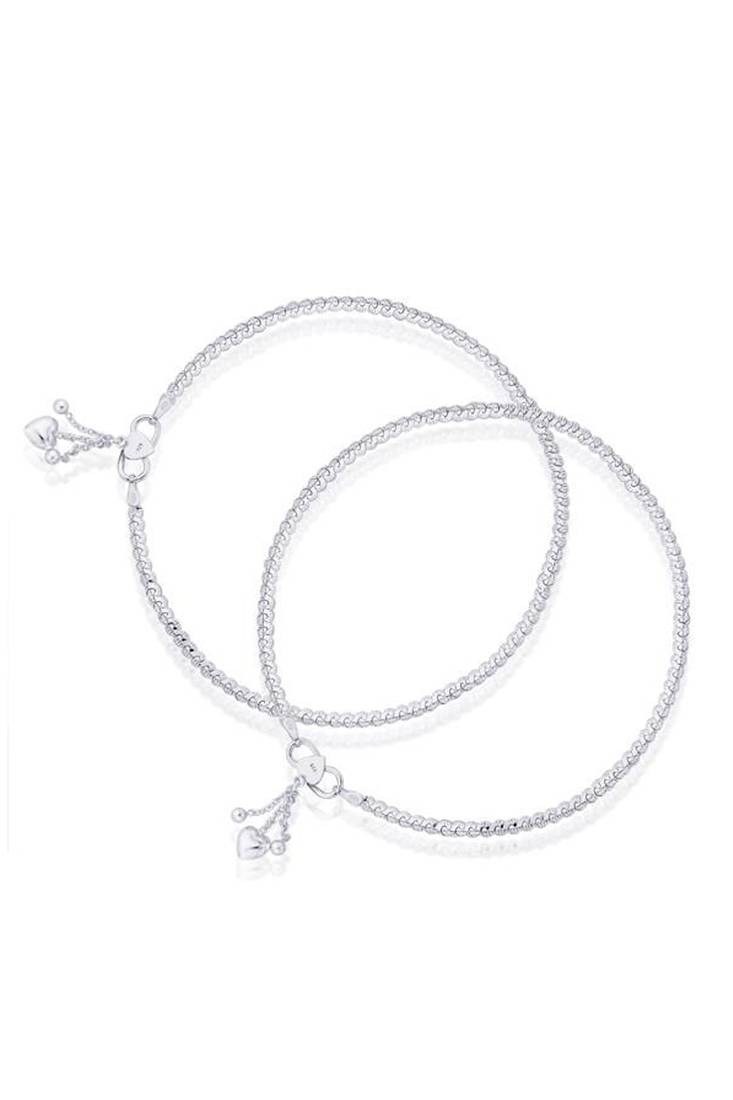 Fine Single Line Silver Anklets-ANK088