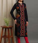 Janasya Women's Black Woolen Kurta