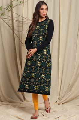 Janasya Women's Multicolor Woolen Kurta 1