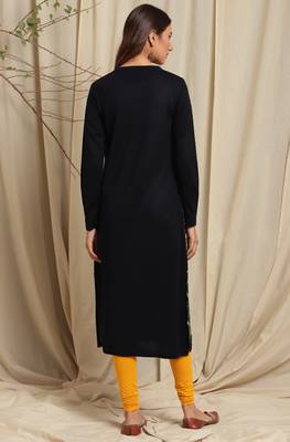 Janasya Women's Multicolor Woolen Kurta 4