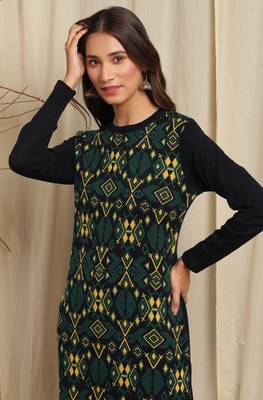 Janasya Women's Multicolor Woolen Kurta 5
